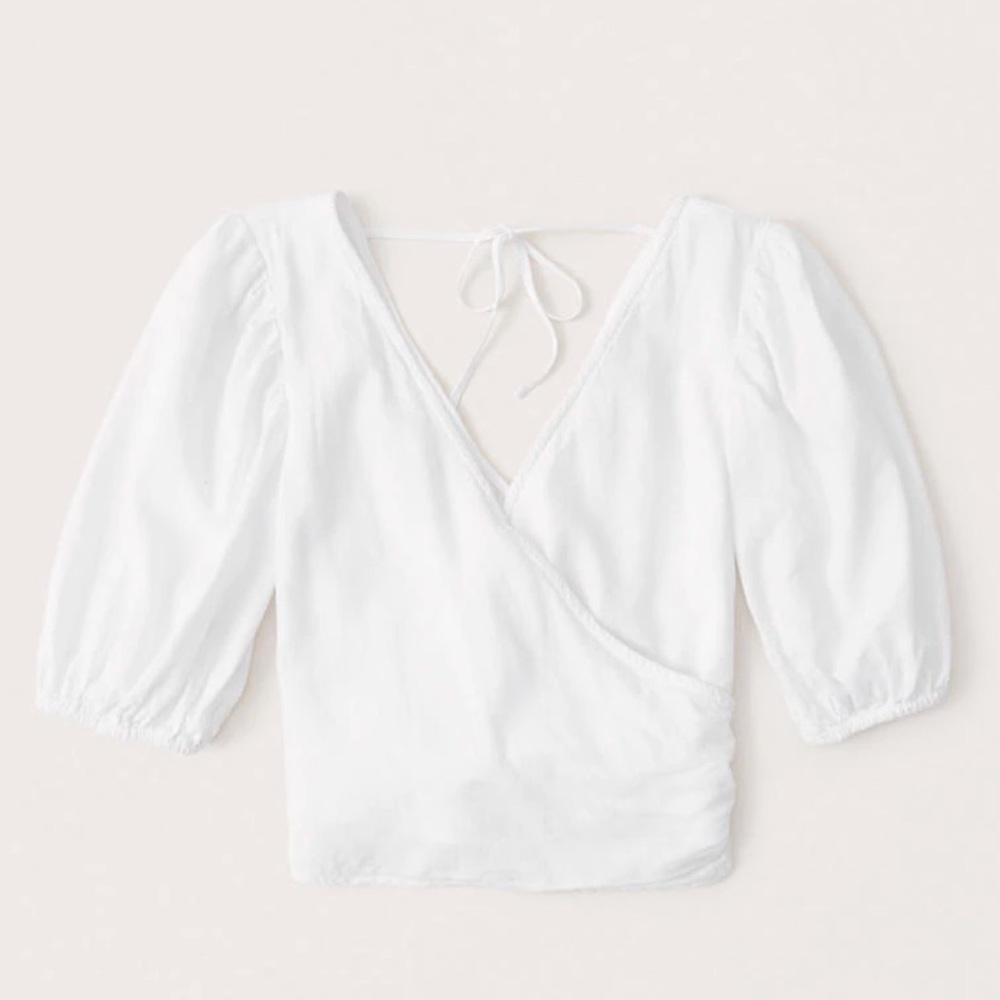 Abercrombie Puff-sleeve Wrap-front Blouse